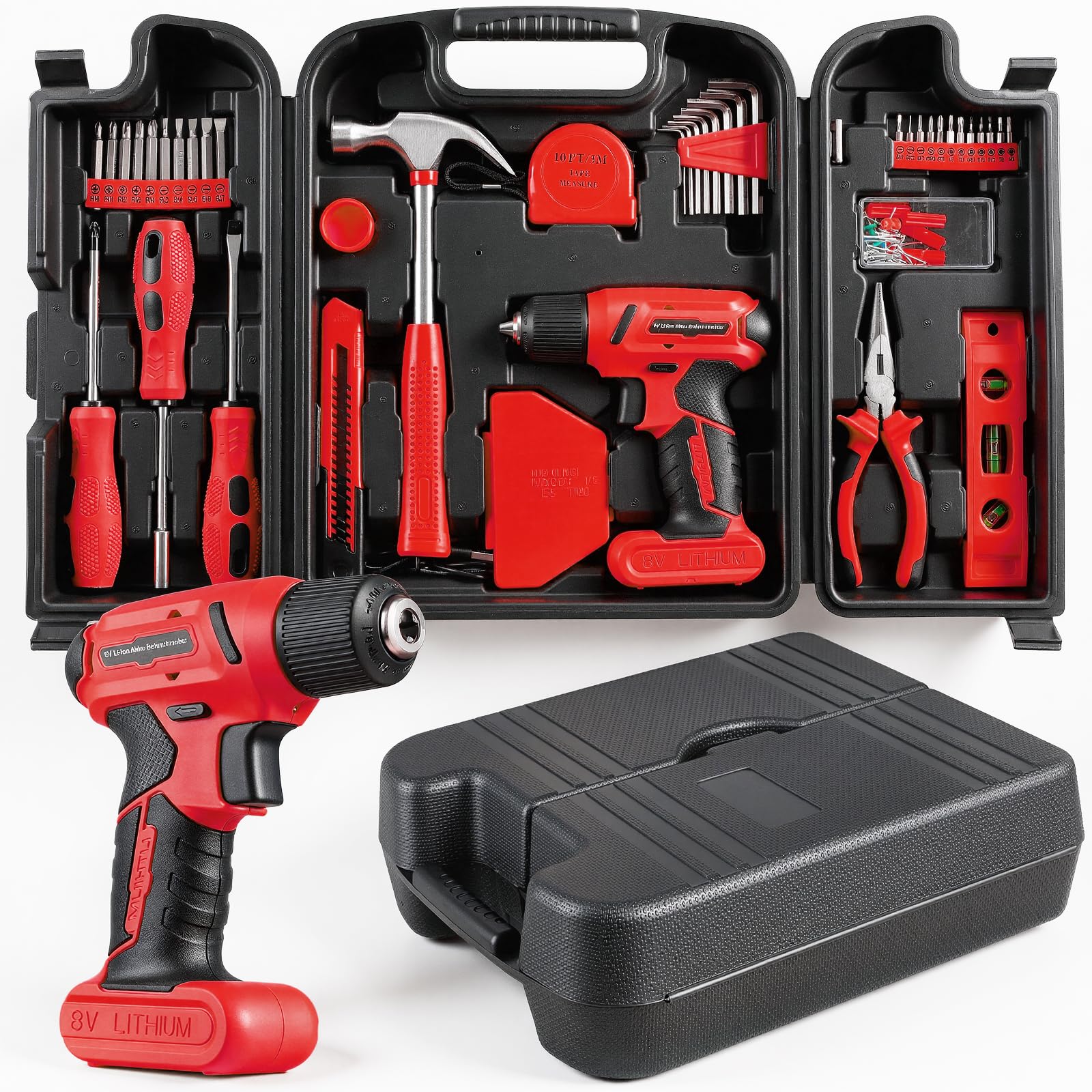 TLGREEN 101-Piece 8V Cordless Drill & Tool Set