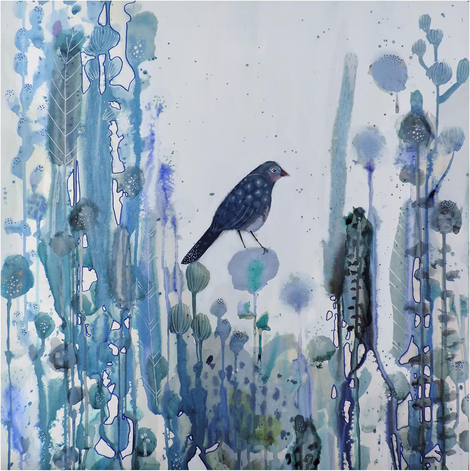 Sylvie Demers Blue Bird Canvas Art with Wooden Frame