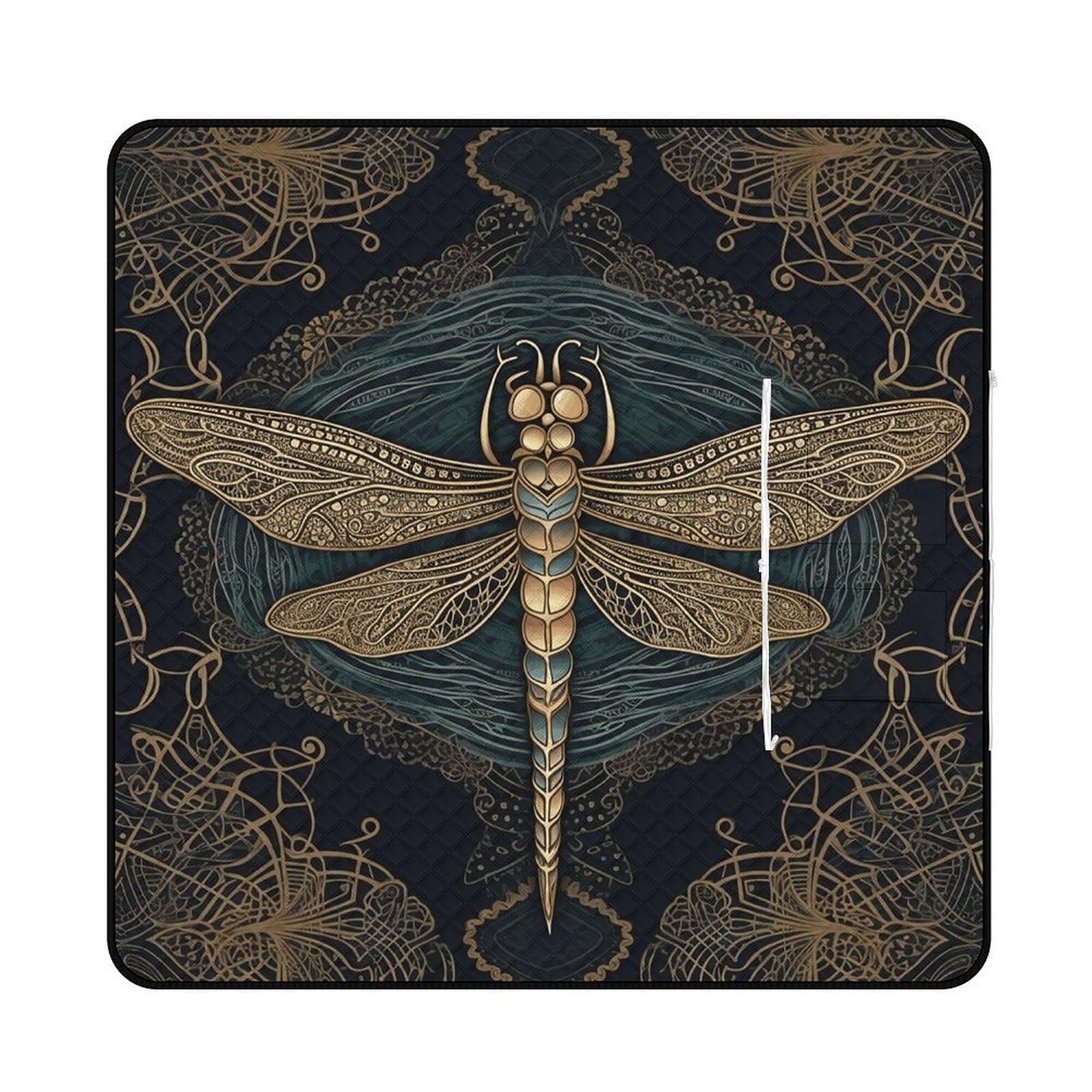 VstaDank Dragonfly Picnic Mat 200x200cm Extra Large Picnic Blanket with Zipper Waterproof Sandproof Beach Blanket Portable Beach Mat Foldable Camping Blankets for Park Grass Lawn Travel