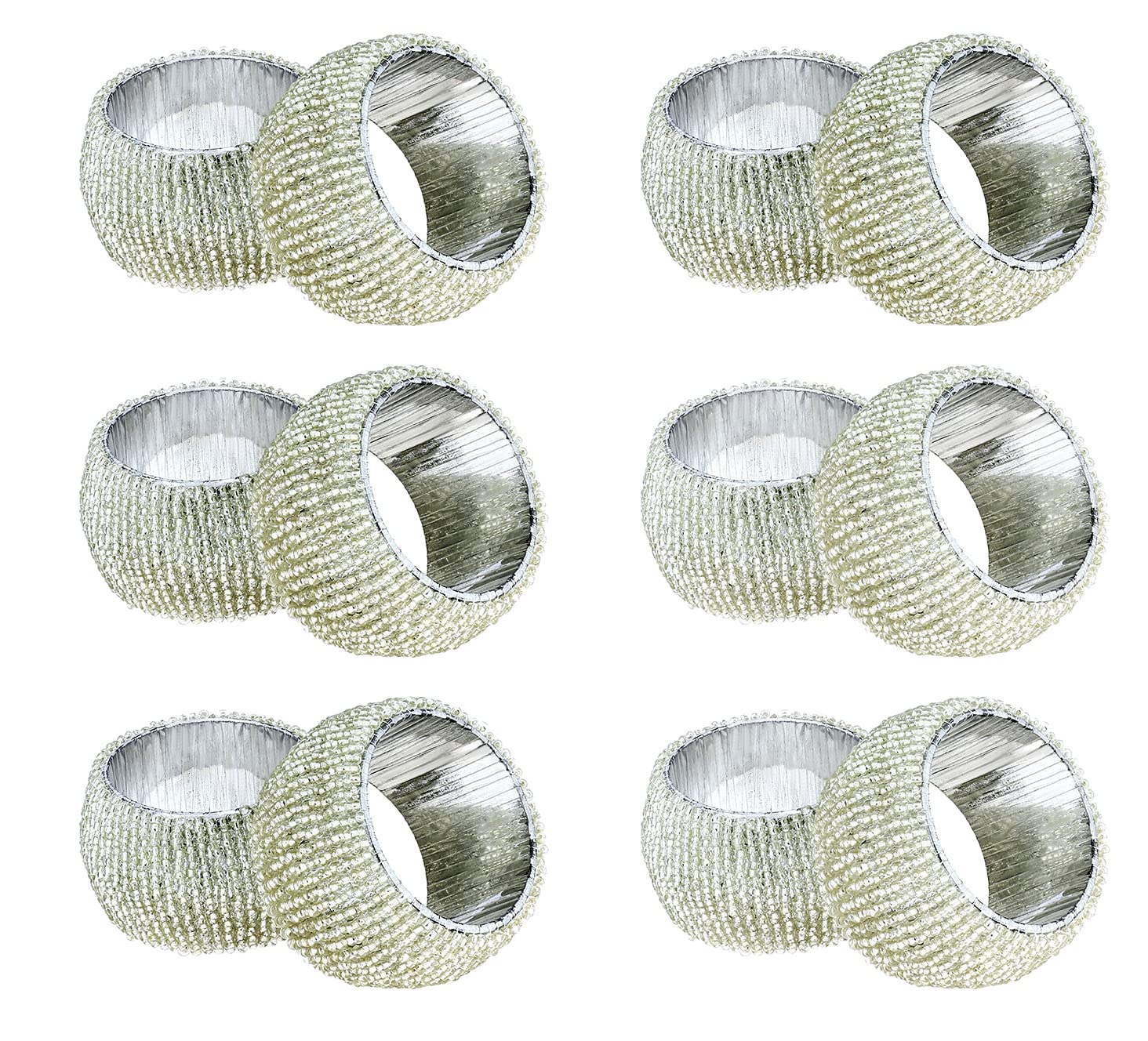 RIANGI Beaded Napkin Rings Set of 12, Hand Made Round Beaded Napkin Rings Perfect for Christmas, Thanksgiving, Family Gatherings-A Beautiful Complements to Your Dinner Table Decor-Navy