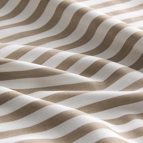 Miniatura 6 de JELLYMONI Juego de fundas de almohada 100% algodón natural a rayas, paquete de 2 fundas de almohada con estampado de rayas blancas y caqui con