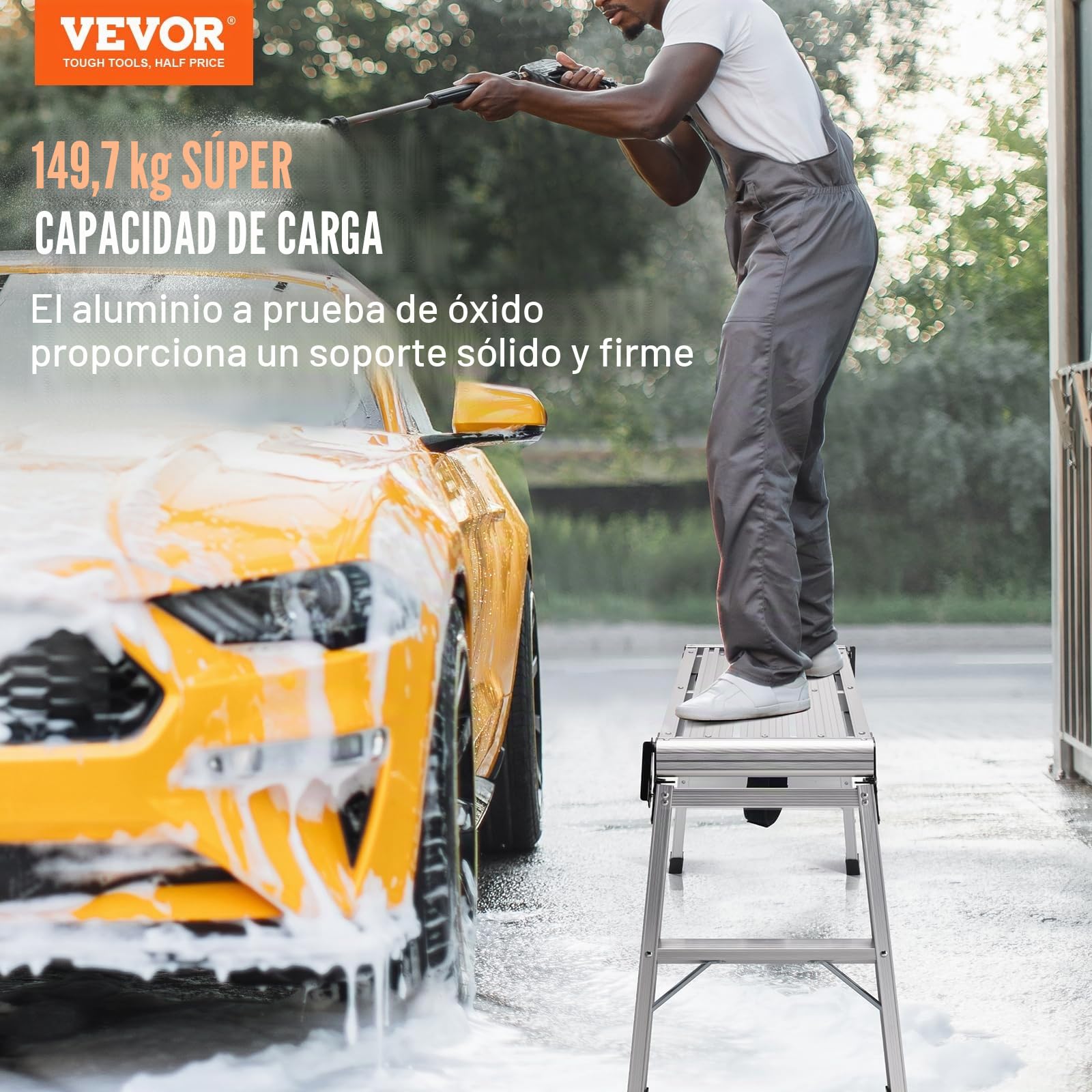 VEVOR Plataforma de Trabajo Plegable 150 kg 76 x 30 x 50,8 cm Aluminio Antideslizante