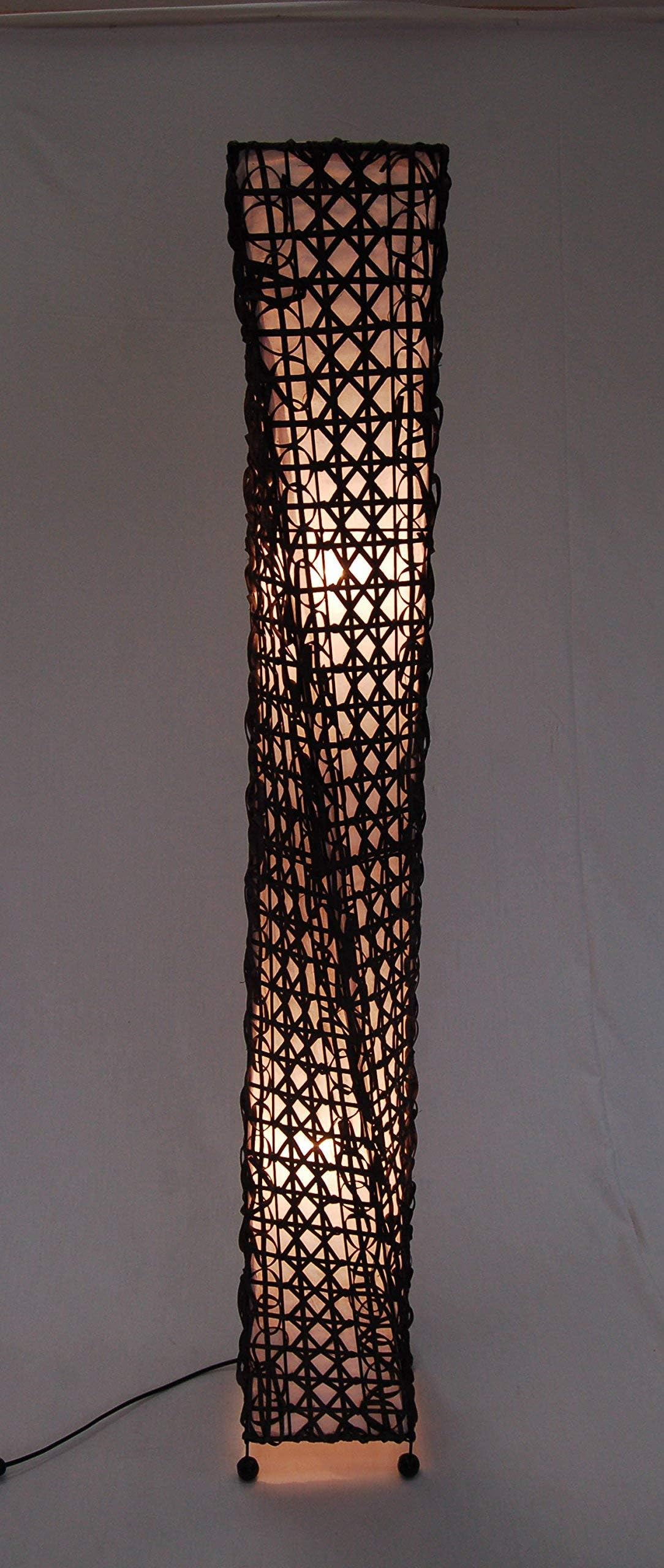 Contemporary Floor Standing Standard lamp - Twisty Black Rattan - 1.5 metres high in White