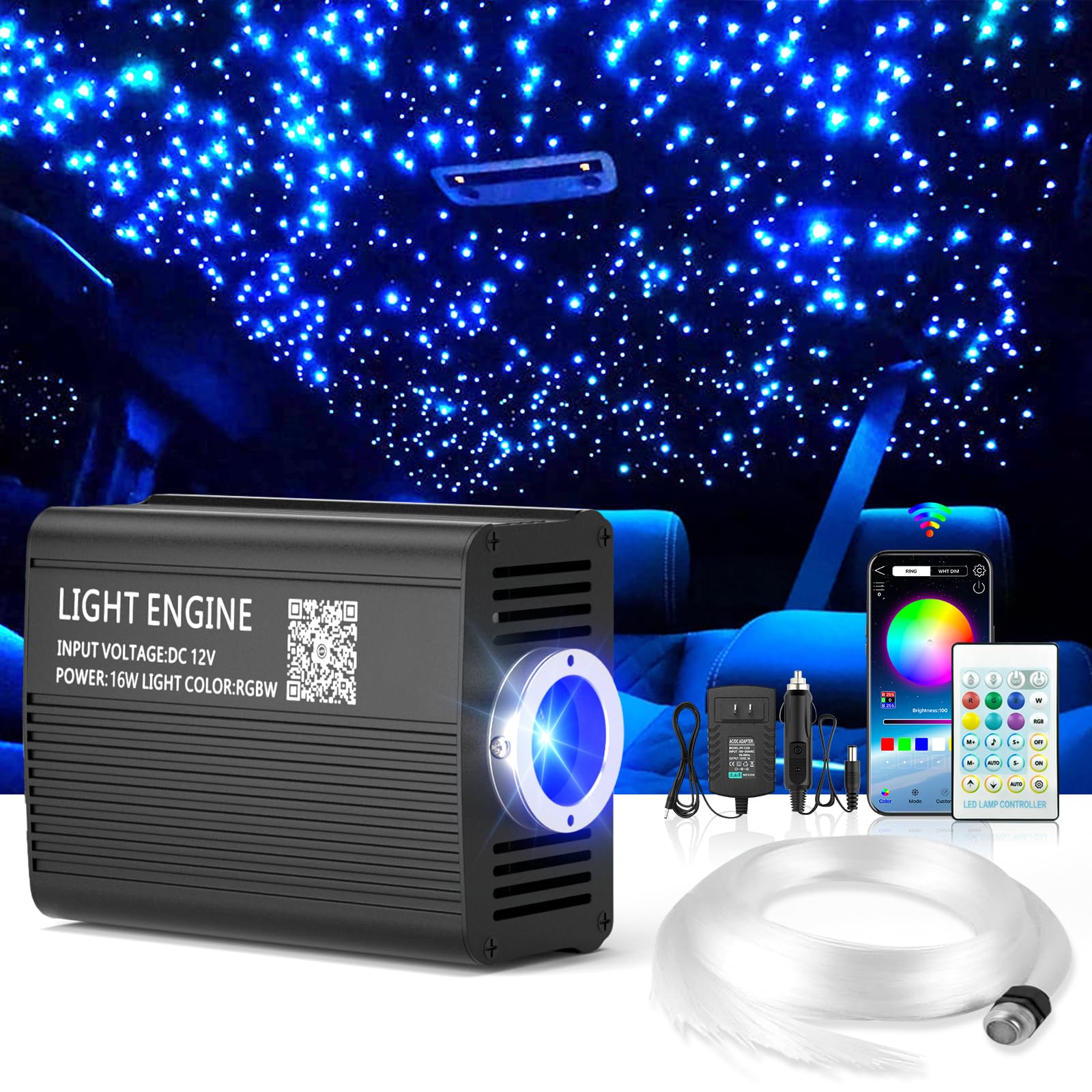 Brivulgent Starlight Headliner Kit 500pcs*0.03in*9.8ft Twinkle Fiber Optic for Cars Roof App & Remote Control DIY Galaxy Car Led Interior Lights Gift for Husband Car Accessories for Men