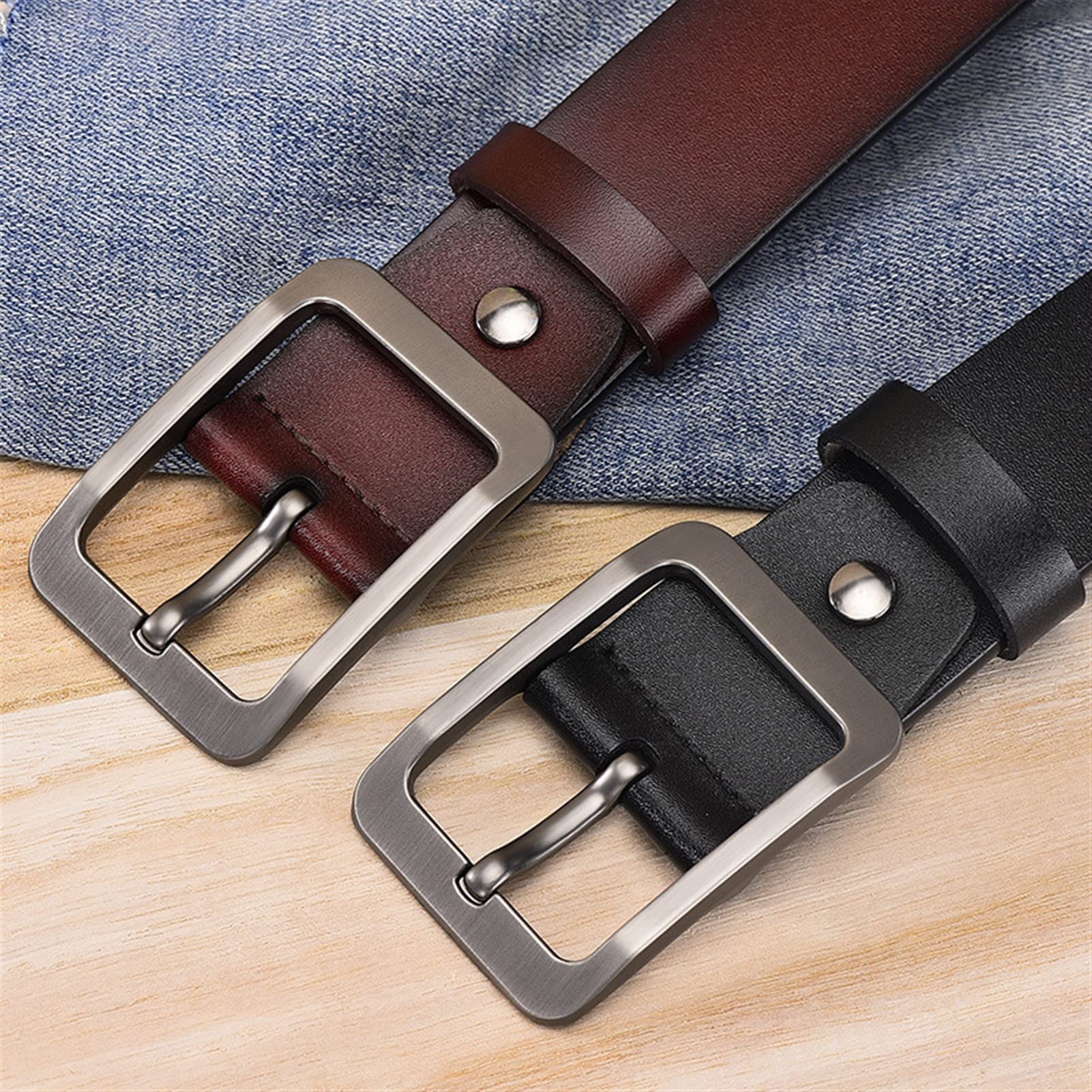 Cinturón ajustable de cuero genuino, Cinturón de cuero for hombre, pantalones vaqueros ajustados de cuero, pantalones de un solo lado, trajes con cinturón for hombre, excelentes trajes con cinturón in