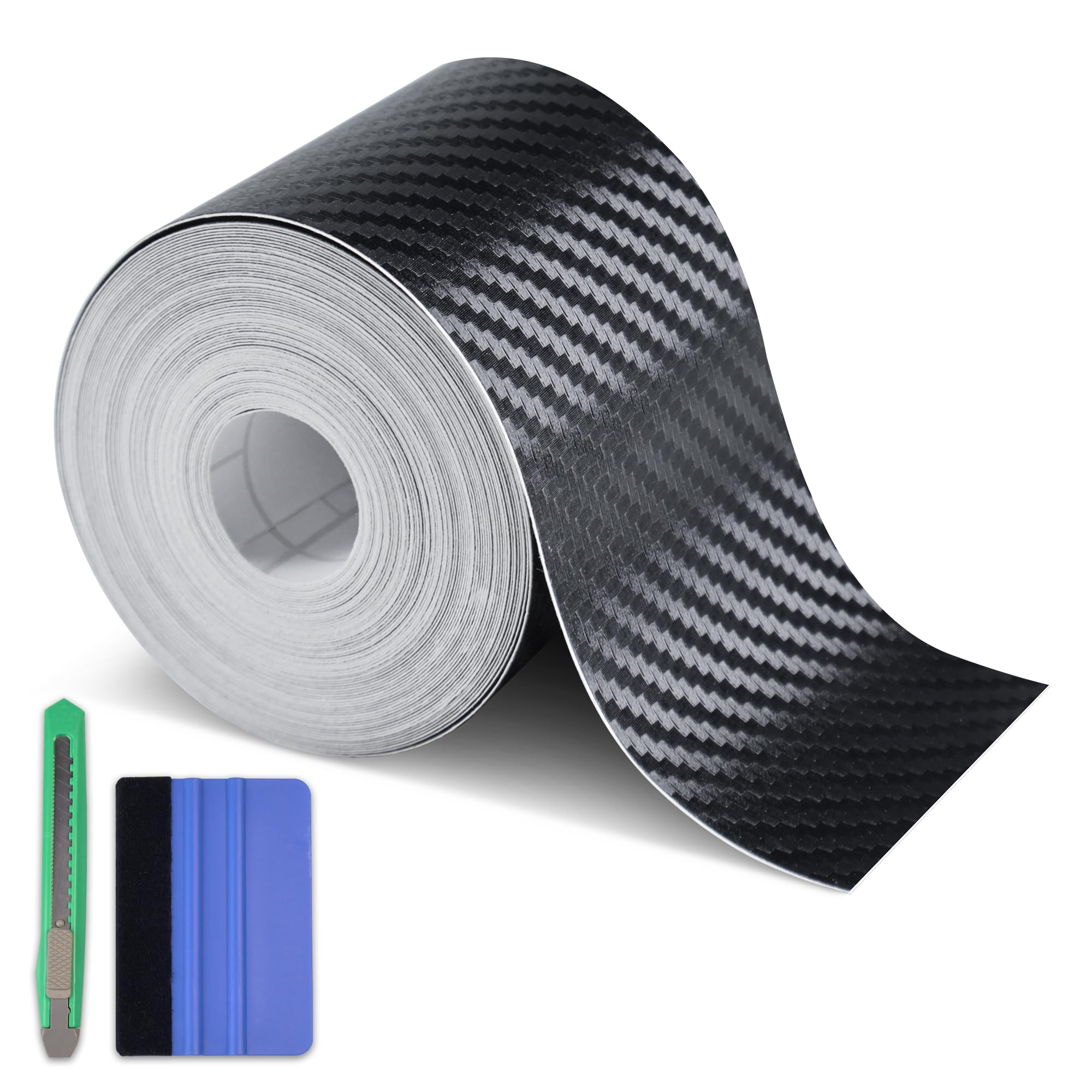 Arespark Bike Frame Protection Tape, Bicycle Frame Protector Paint Film Bike Decals Stickers, 3D Black Carbon Fiber Vinyl Wrap Pattern Frame Guard Wrap for Mountain/Road/Ebike(2in x 30ft)
