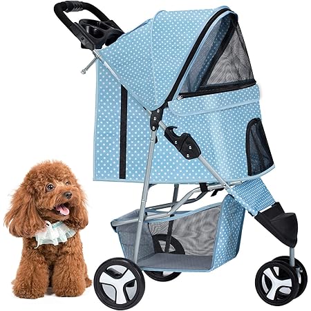 Amazon Overmont ペットカート 犬用ベビーカー 前輪360 回転 多頭用 4輪 3輪 軽量 安全装置付 ドッグカート 後輪ブレーキ機能 小型犬 中型犬 老犬 介護用 耐荷重15kg Overmont スポーツ アウトドア