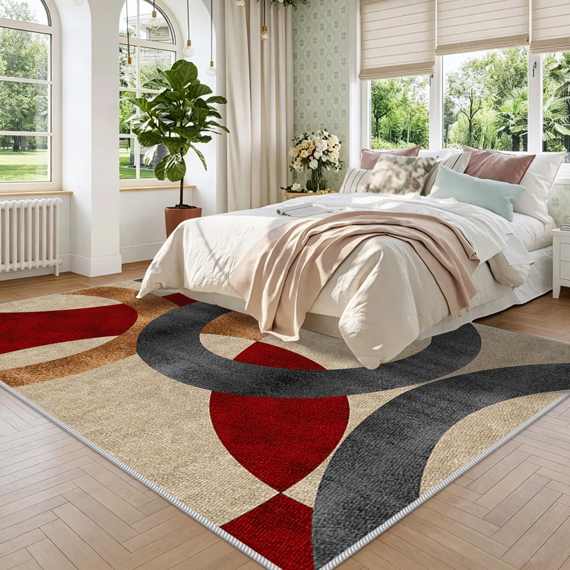 Tapis de Chambre Grand Tapis Salon Antidérapant Lavable Descente de Lit Chambre 80 x 130 cm à Poil Court Tapis de Sol de Cuisine Tapis Salle a Manger pour Interieur Tapis de décoration pour Bureau