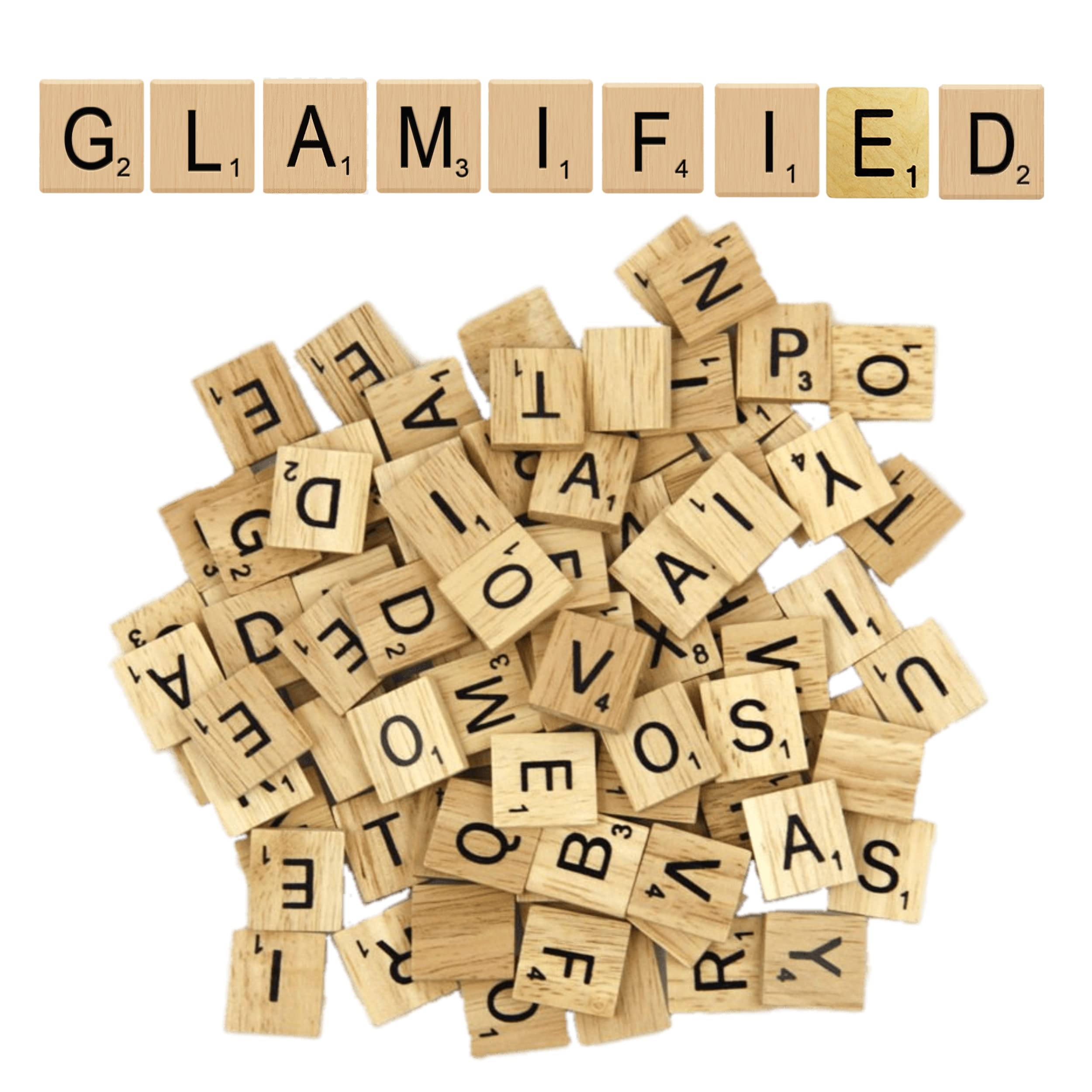 Glamified Pack of 100 - C Scrabble Tiles - Same Letters Bags -WOODEN SCRABBLE TILES BLACK LETTERS NUMBERS FOR CRAFTS WOOD ALPHABETS (Letter C, Pack of 100 Tiles) - Image 2