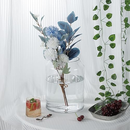 Miniatura 3 de Jarrón de vidrio transparente escandinavo hecho a mano de 10 pulgadas de alto y 8 pulgadas de ancho, florero de cristal moderno, jarrón de cristal