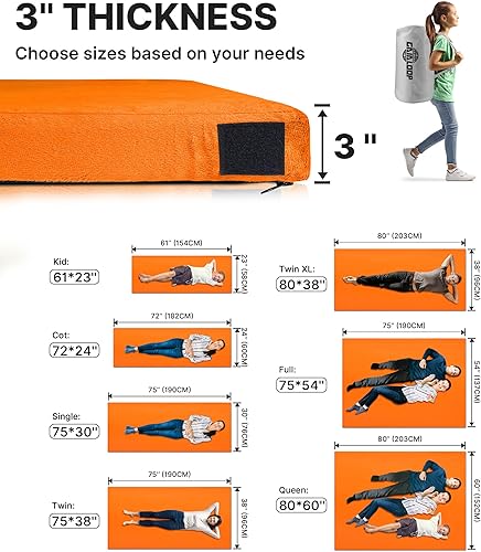 Vista 62 de Colchón de espuma viscoelástica gruesa de 3 pulgadas para acampar [coche/tienda de campaña/cuna] Glamping portátil, colchón de futón enrollable