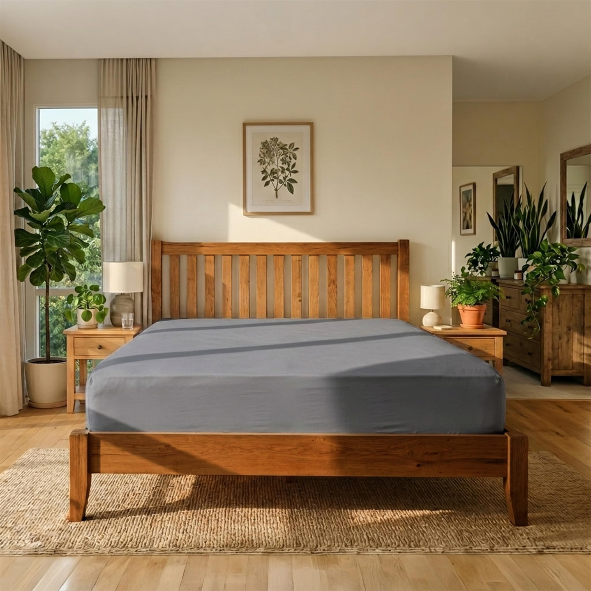 Spannbettlaken für King-Size-Bett, 45.7 cm, extra tiefe Tasche, ägyptische Baumwolle, Spannbettlaken, elastisch, rundum, Fadenzahl 800, kühlend, weich, nur Bettlaken 198.1x203.2 cm, leicht Rot