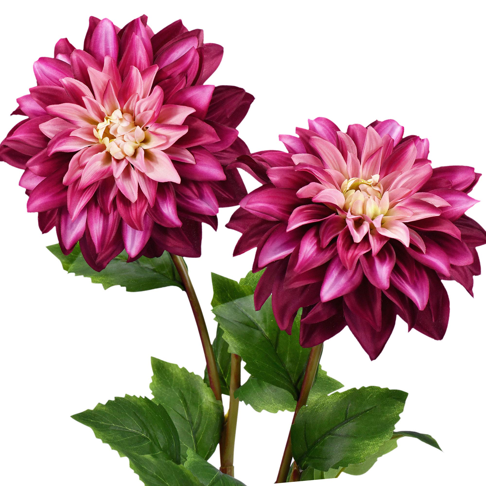 Fiveseasonstuff French Pink Artificial Flowers Dahlia Silk Flowers For Outdoors Indoors And Tall Vases 2 Stems (French Pink)