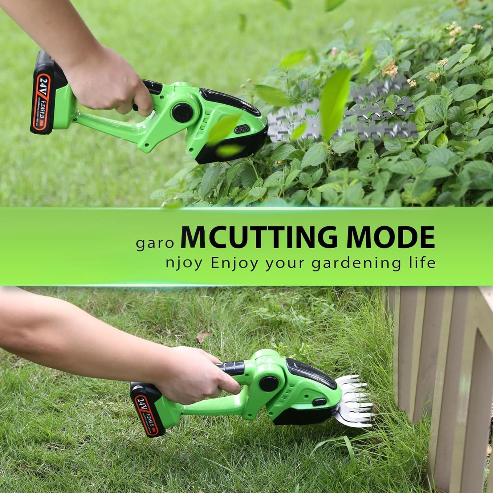 Tagliasiepi e cesoia per erba a batteria da 21 V per attrezzi da giardino, con batteria da 1500 mAh per la manutenzione del giardino, la rifinitura del prato e la potatura.