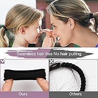 Vista 7 de 100 unidades de gomas de pelo negras para mujeres, bandas de pelo de algodón sin costuras, gomas de pelo sin arrugas ni daños para cabello grueso