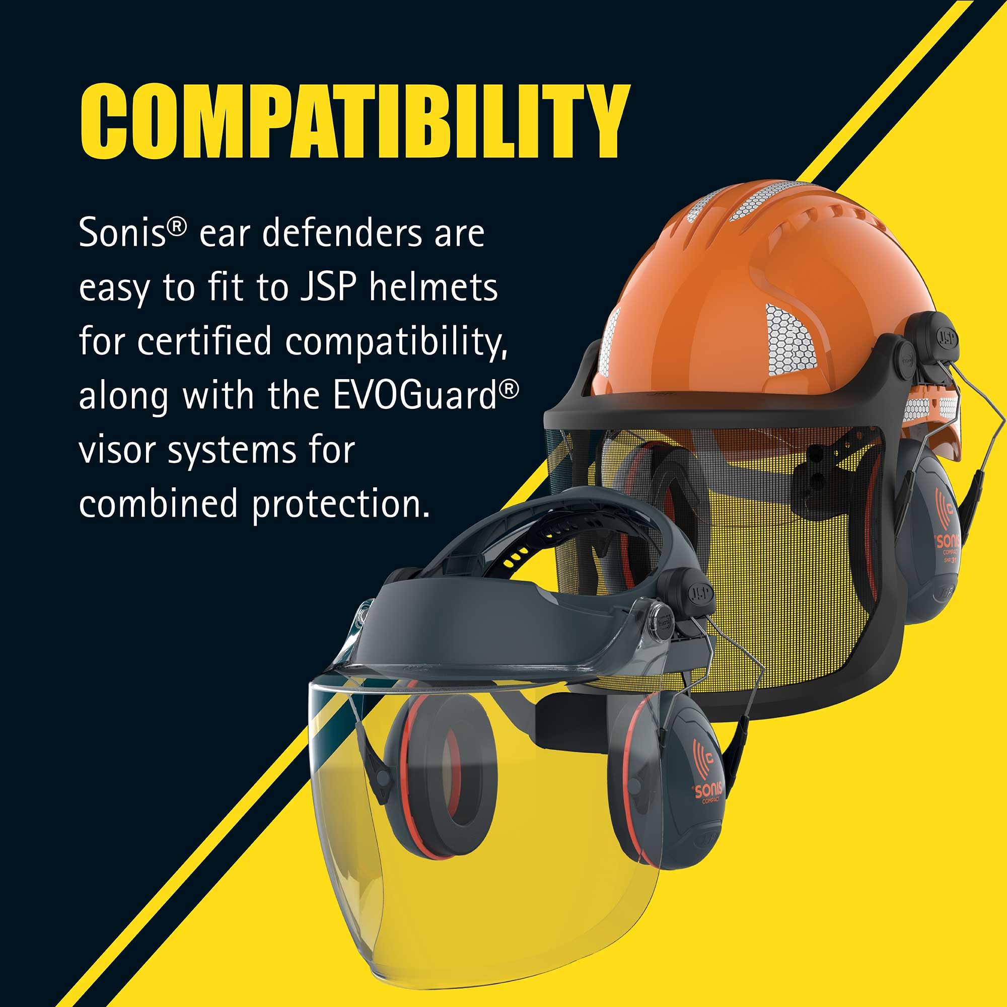 Jsp Sonis Compact AEB030-0CY-000 Słuchwaki Ochronne, Szary/Pomarańczowy