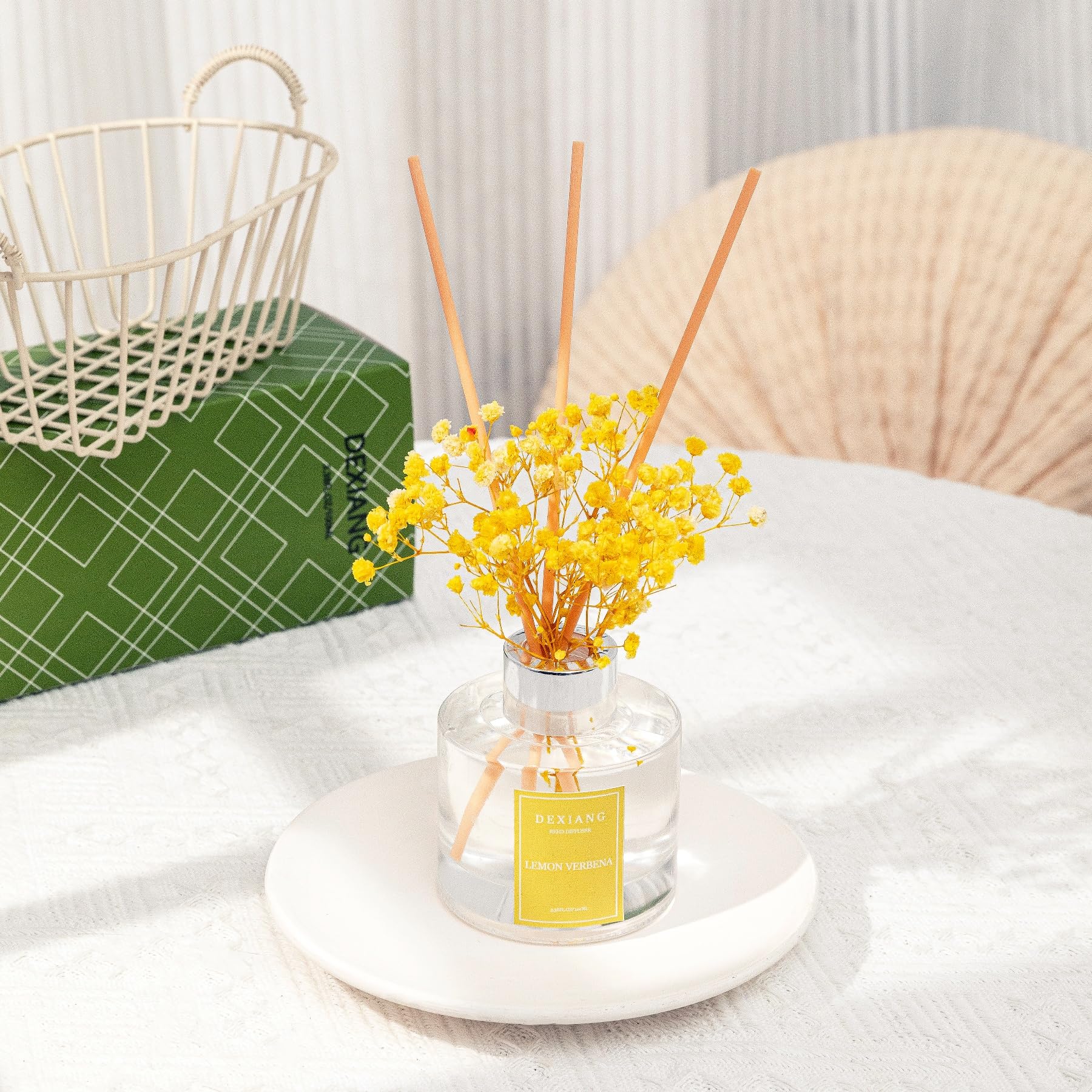 Elegant Eucalyptus Reed Diffuser Set - 3.38 fl oz (100ml) Essential Oil with 6 Reed Sticks | Home & Bathroom Decor