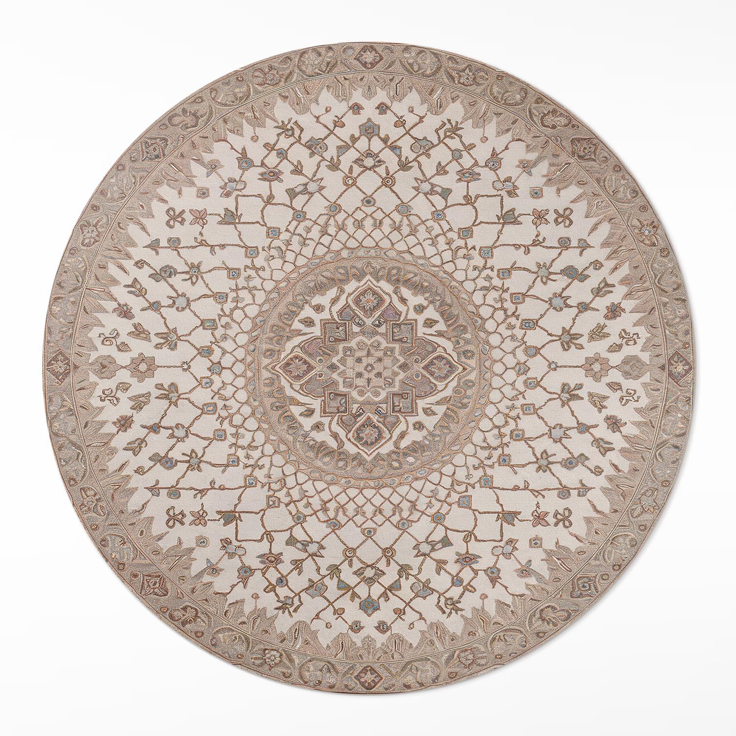 Tapis du sol vinyle ø150 cm Rond Ornement chic et résistant en PVC durable