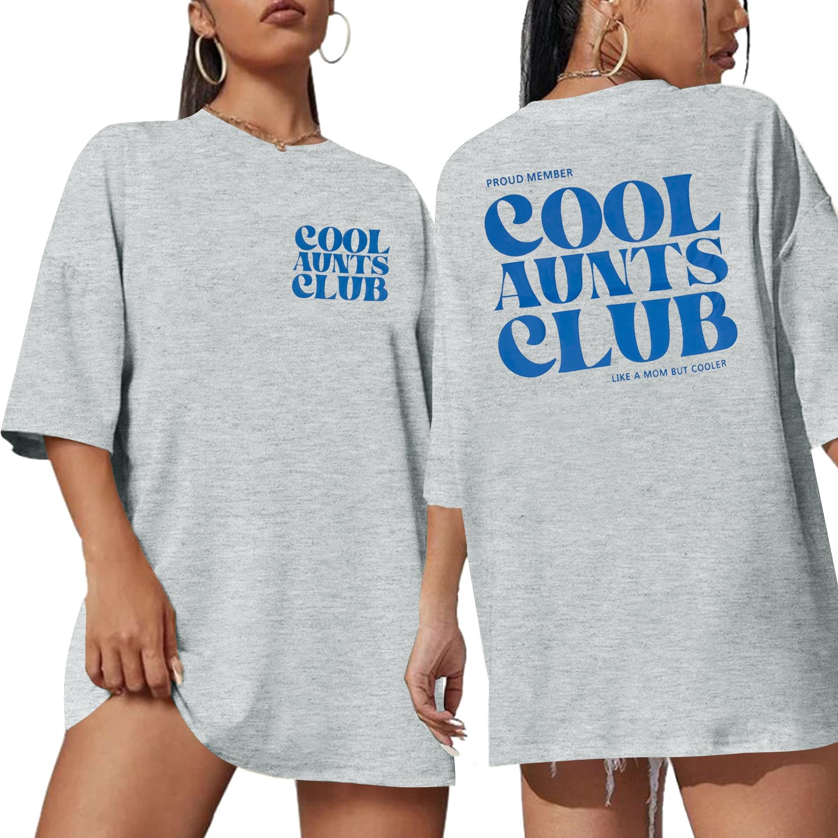 Aunt Shirt Oversize Auntie Shirts : Women Cool Aunts Club T-Shirt Auntie Letter Print Shirt Cute Aunt Gifts Tee Tops