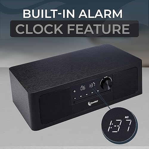 Miniatura 5 de ClearClick Sistema de estante estéreo con reproductor de CD, Bluetooth, radio FM, reproducción USB, entrada auxiliar, entrada óptica, reloj