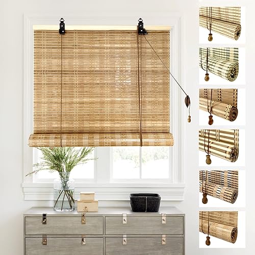 PHUSTJKL Persiana enrollable de bambú natural con accesorios, filtro de luz, tejido a mano, transpirable, para oficina y hogar, cortina de disponible en Yaxa Colombia