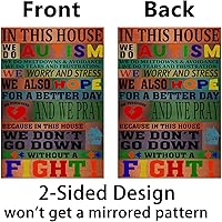 Vista 2 de Nepnuser Bandera de lino para jardín de concienciación sobre el autismo, decoración rústica para interiores y exteriores, decoración para patio