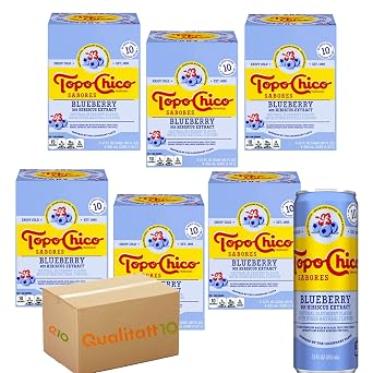 Geakv Topo Chico Sabores Box 24 Pack of Blueberry with Hibiscus 12 fl oz Each Can QUALITATT 10