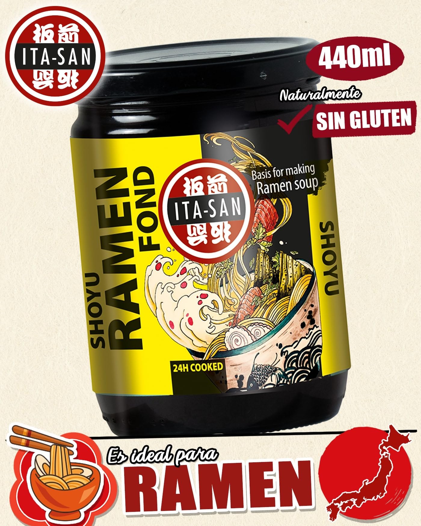ITA-SAN Caldo para sopa tipo ramen Shoyu 440 ml