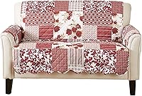 Vista 46 de Great Bay Home Funda reversible de patchwork para silla reclinable - Protector de muebles lavable con correas elásticas - Funda para sofá