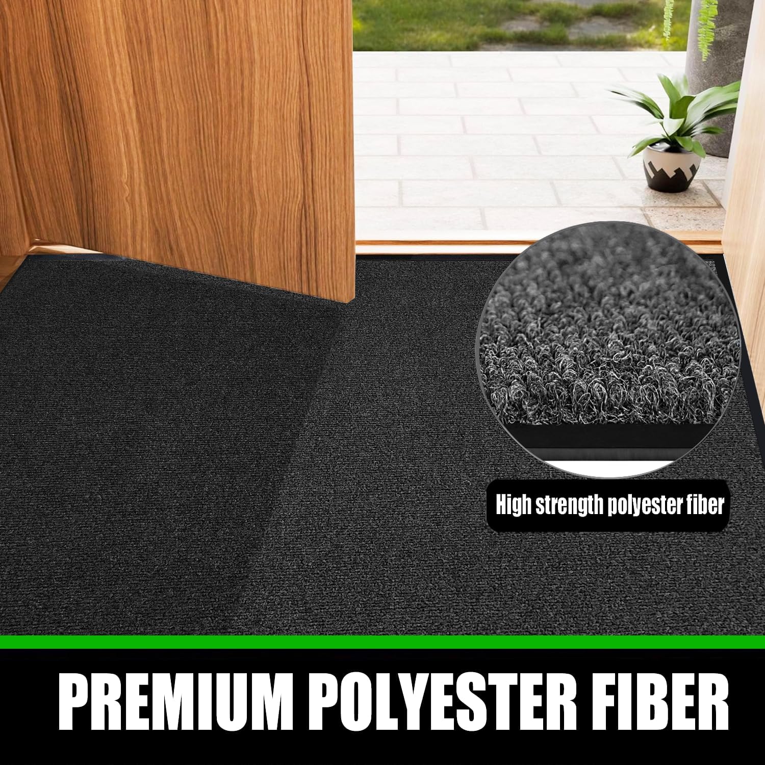 Commercial Grade Entrance Mat 3x4Ft Brush Step Entrance Rug with Striped Pattern&Rubber Border Indoor Outdoor Low Profile Rubber Entry Carpet Mat for Hallway,Home,High Traffic Area - Image 3