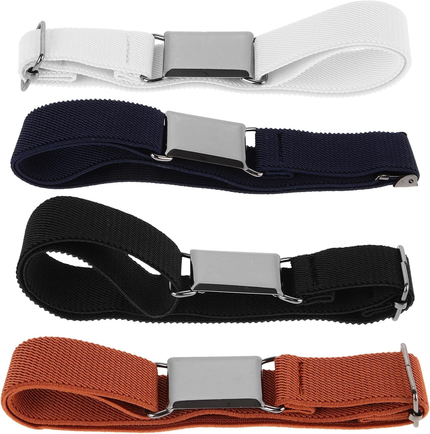 Elastic Waist Belts 4pcs Stretchy Waistband Straps for Boys, Flexible Adjustable Belts for ’s Pants, Includes White Black Navy Camel Colors