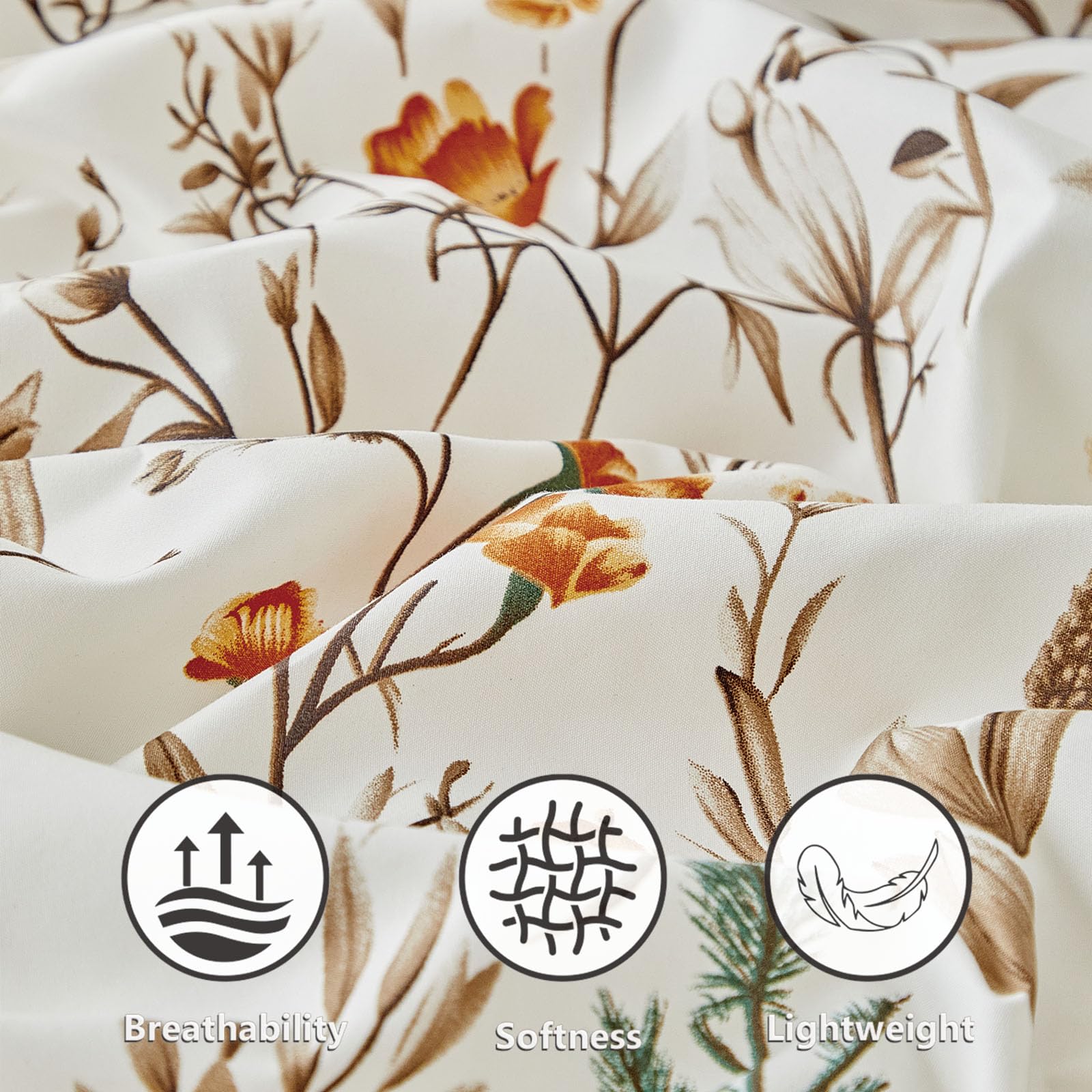 TTCM Funda Nordica Cama 180, Funda Nordica 240 x 260 cm, Incluye 1 Fibra Ultrafina con Estampado Floral Funda Nórdica 240x260 cm + 2 Funda Almohada 65x65 cm, con Cremallera