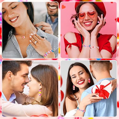 Miniatura 7 de 200 cuentas de arcilla polimérica de corazón, cuentas espaciadoras Heishi mixtas para el día de San Valentín, para mujeres y niñas, pulseras,