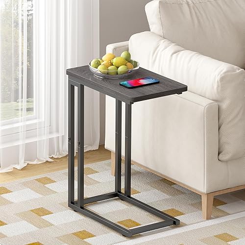 Miniatura 2 de Yusong - Mesa auxiliar en forma de C - Se desliza debajo del sofá, cama, mesa pequeña para espacios pequeños, delgada sobre la cama, mesa para café