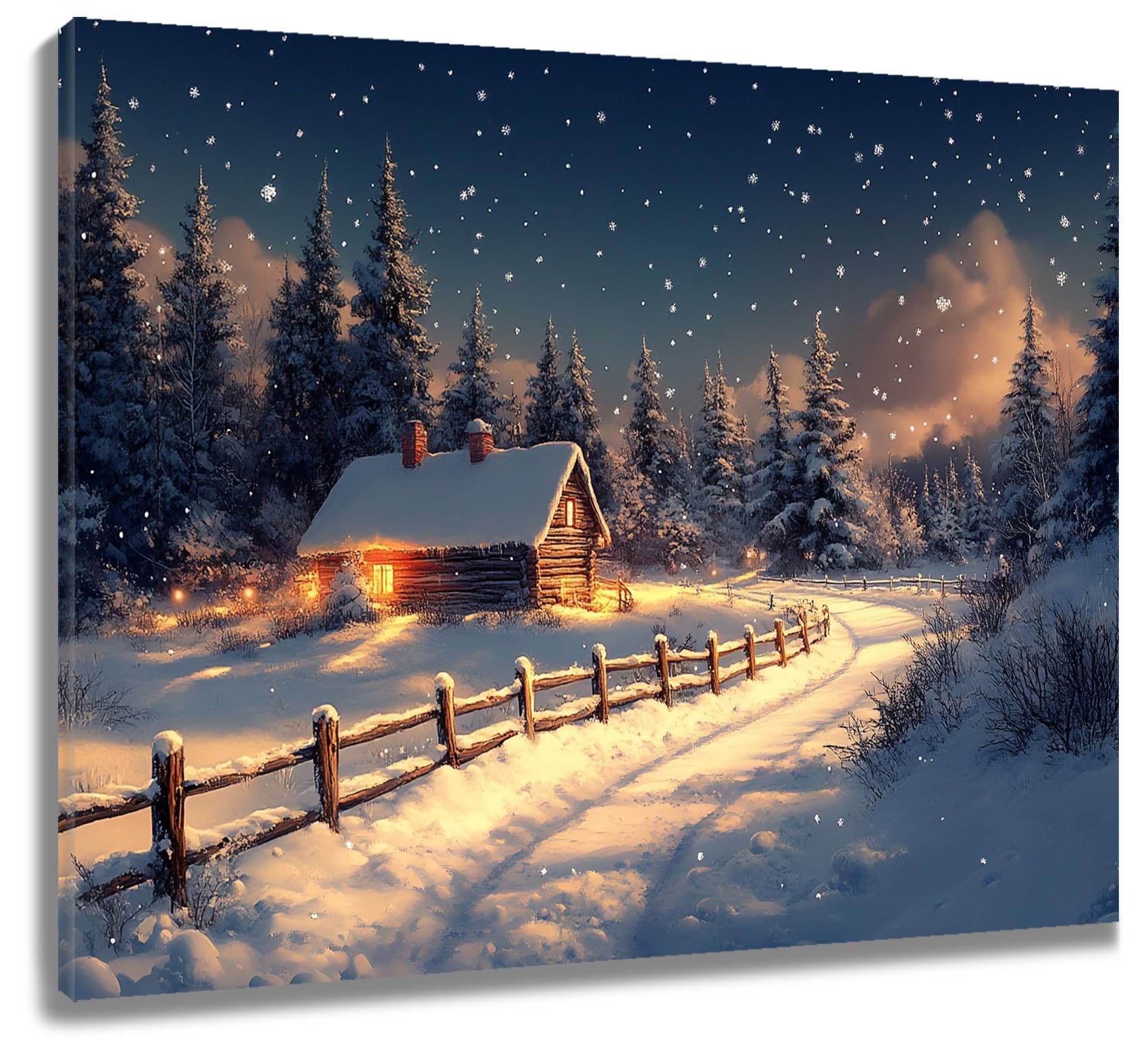 Amazon.com: HVEST Winter Christmas Wall Art Rustic Farmhouse Snowy