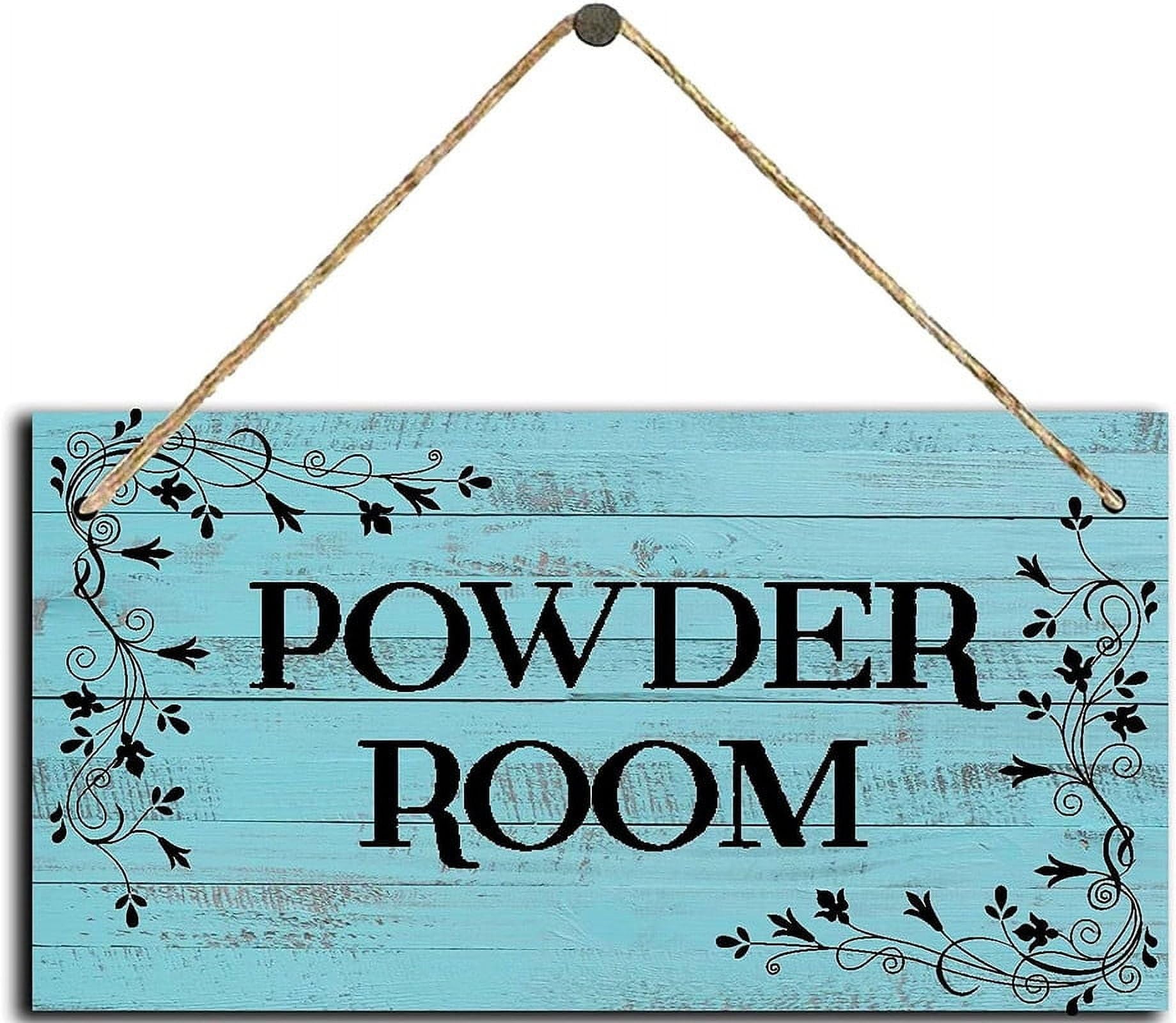 Powder Room Fashionable Rustic Wooden Sign - 12X6 Inch Wall Plaque for Elegant Homes’ Bathroom