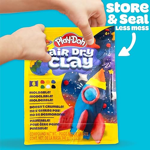 Miniatura 4 de Play-Doh Arcilla seca al aire, 6 colores de arcilla vibrantes, arcilla de modelado suave y ultraligera para niños, moldeable, pintable, sin