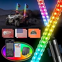 Vista 8 de Ehaho 2 piezas luces de látigo de 1 pie para UTV ATV con base de resorte, luz LED de látigo tres veces más brillante con interruptor basculante y 6