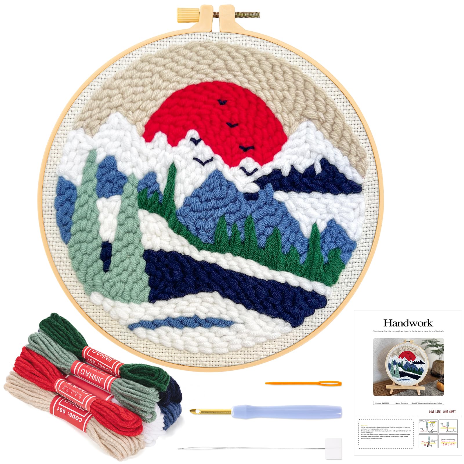 Kit punch needle Pâques pour débutant avec broderie lapin et œufs