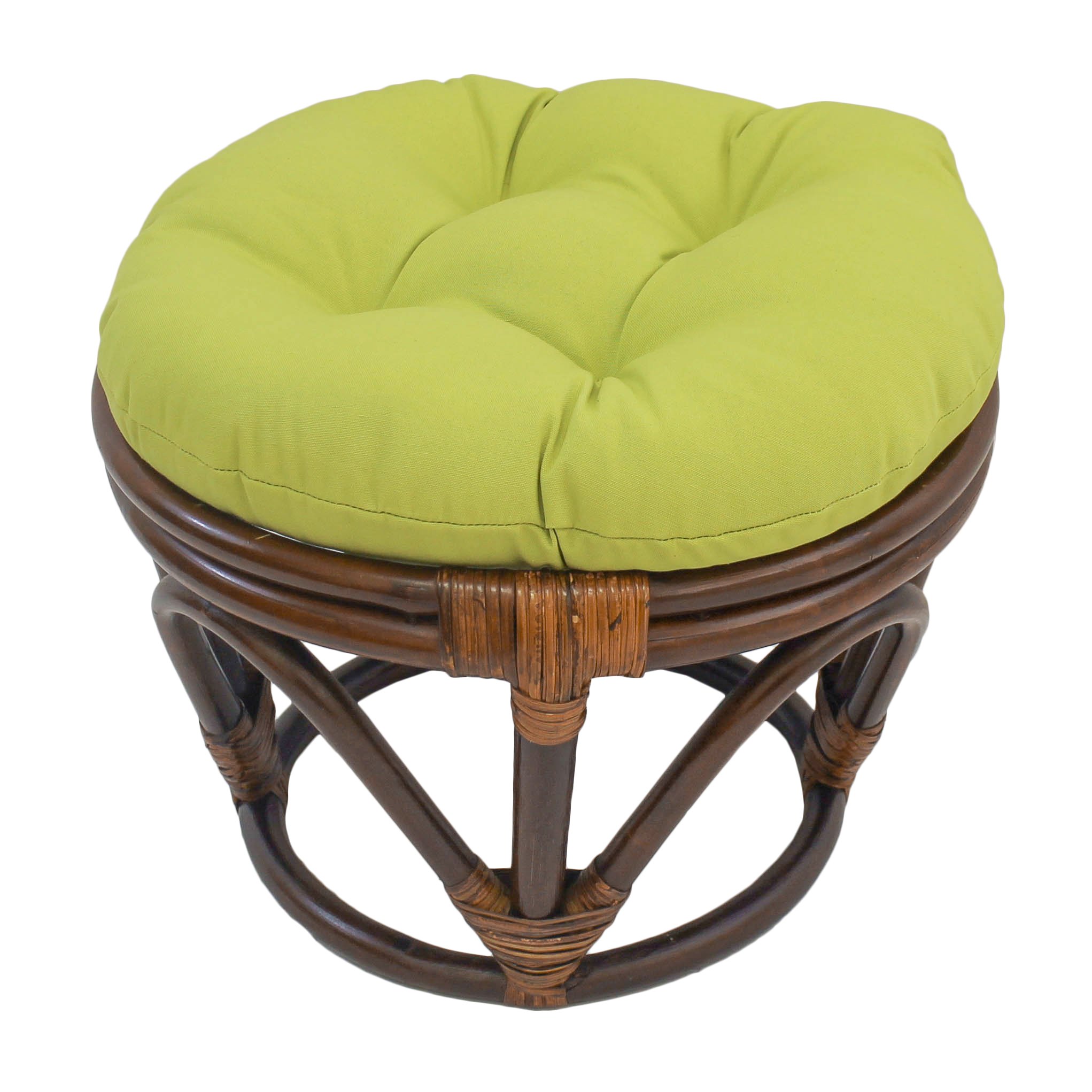 Blazing Needles Solid Twill Round Footstool Cushion, 18", Mojito Lime