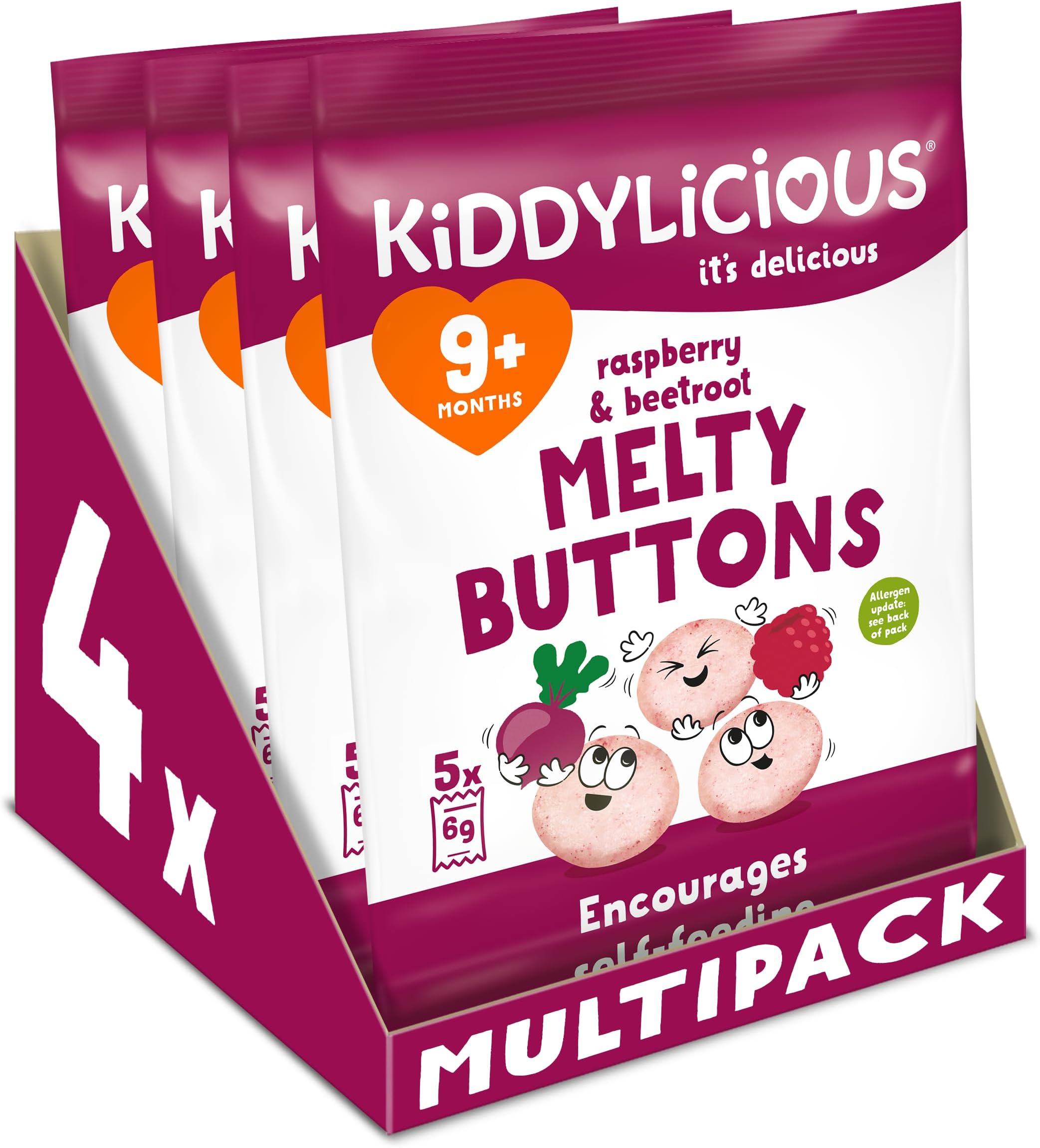 Kiddylicious Raspberry & Beetroot Melty Buttons - Delicious Snacks for Kids -...