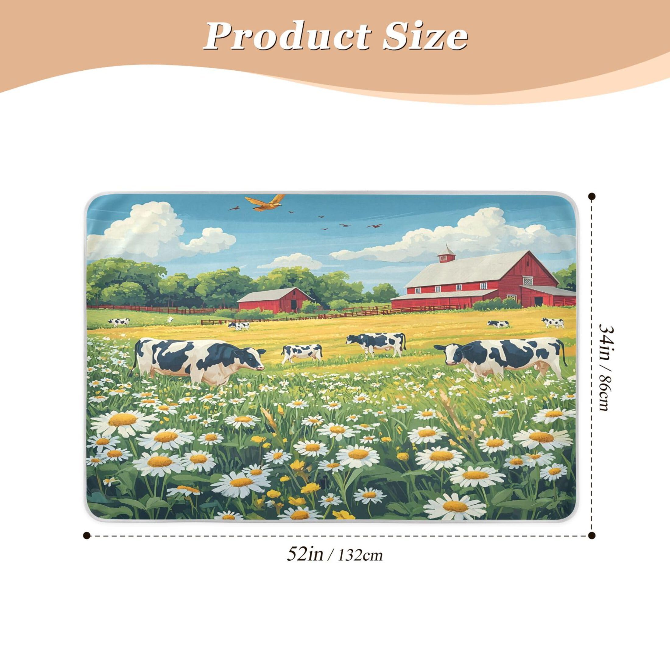 Takiito Farmland Field Bed Pad Reusable Bed Underpad Washable Waterproof Leak-Proof Quick Dry Incontinence Pee Pad for Toddlers Kids Adults Pets 34x52 in