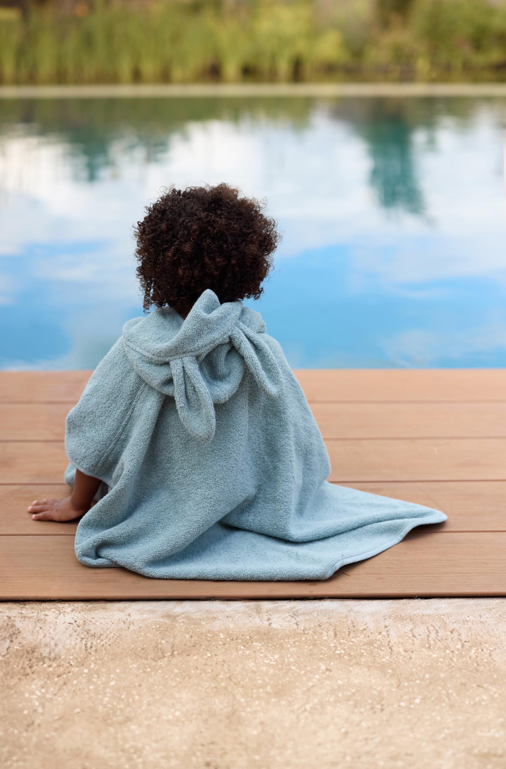 Jollein Poncho de bain pour enfant de 1 à 4 ans - Terry, vert mer - 100% coton - éponge - Certifié Oeko-Tex - Avec capuche et oreilles - Pour fille et garçon