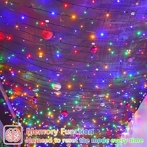 Miniatura 4 de YEGUO Luces de Navidad, tira de 500 luces LED de 165 pies, multicolor, alambre verde, luces parpadeantes para enchufar árbol en interiores y Varios