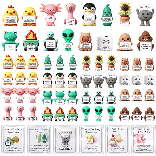 Gejoy 100 Sets Positive Mini Figures Bulk with Cards, Motivational Gifts