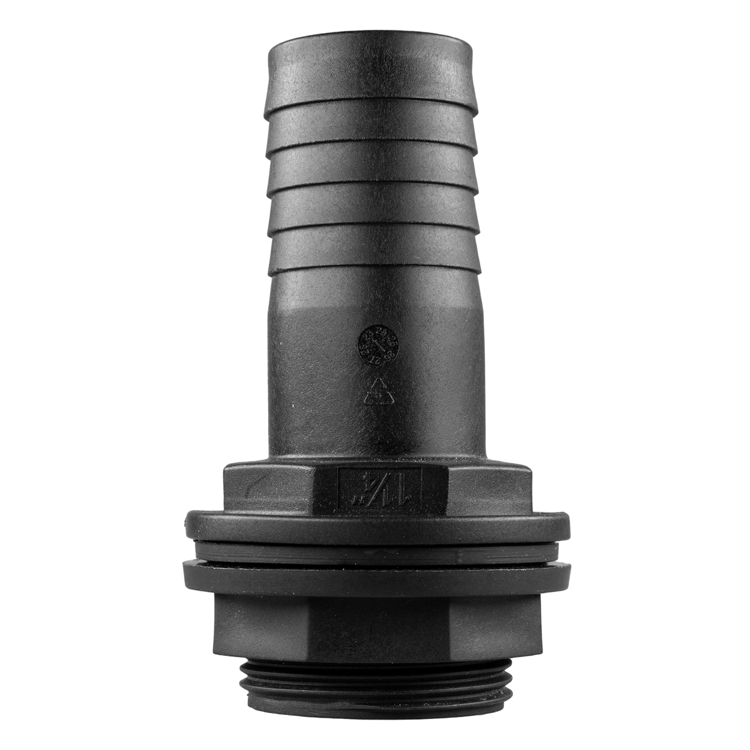 Eotrader Black Garden Water Tank Overflow Vent, Water Butt Barbed Linking Pipe Connector With Nut & Washer, Fits 1.25” Bsp Thread & Hose, Rain Capture Tank Ibc Water Extraction Duct (1.25" Bsp - 1.25" Barb)