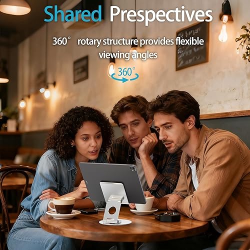 Miniatura 2 de Swivel Tablet Stand, Aluminum Portable 360°Rotating Adjustable Tablet Holder for All 4-12.9’’ iPad Surface Samsung Phone Tablet Kindle E-Reader and