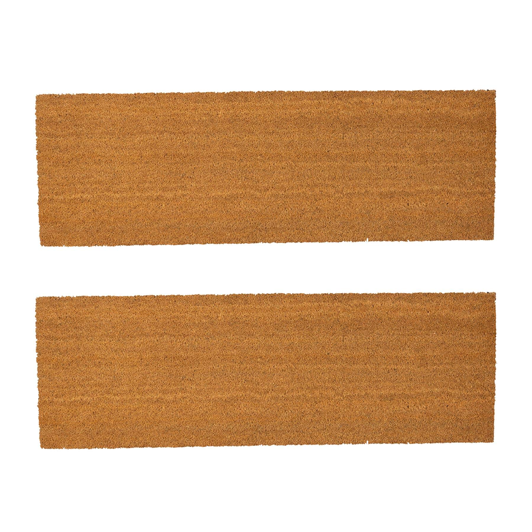 Nicola Spring Coir Double Door Mats - 120 x 40cm - Classic - Pack of 2 - Decorative Indoor Large Front Door Mat Entry Dirt Trapper Rug Outdoor Boot Scraper Non Slip Backing Doormat