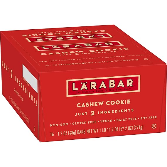 LARABAR Pecan Pie (16 Ct) and Cashew Cookie (16 Ct) Gluten Free Vegan Fruit & Nut Bars