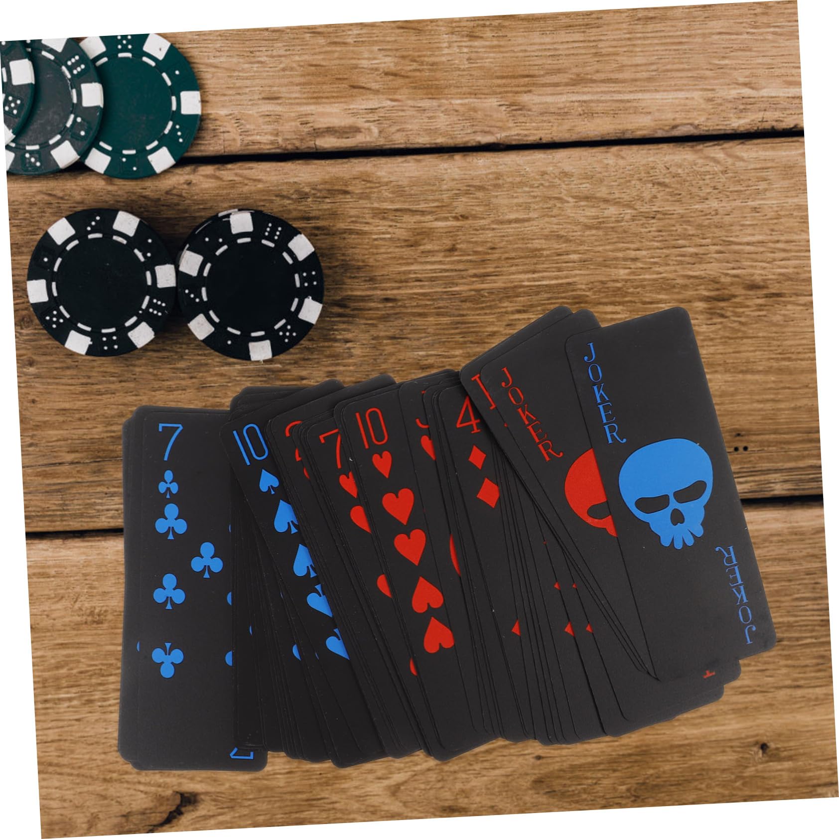 TOYANDONA Carte Da Gioco Nere in Pvc Di Carte Da Poker Design Teschio Rosso e Blu Resistenti Schizzi Per Giochi Di